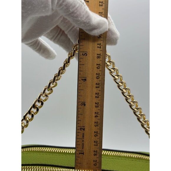 Michael Kors Bryant Med Leather Double Zip Chain Camera Crossbody Meadow Green - Picture 12 of 16